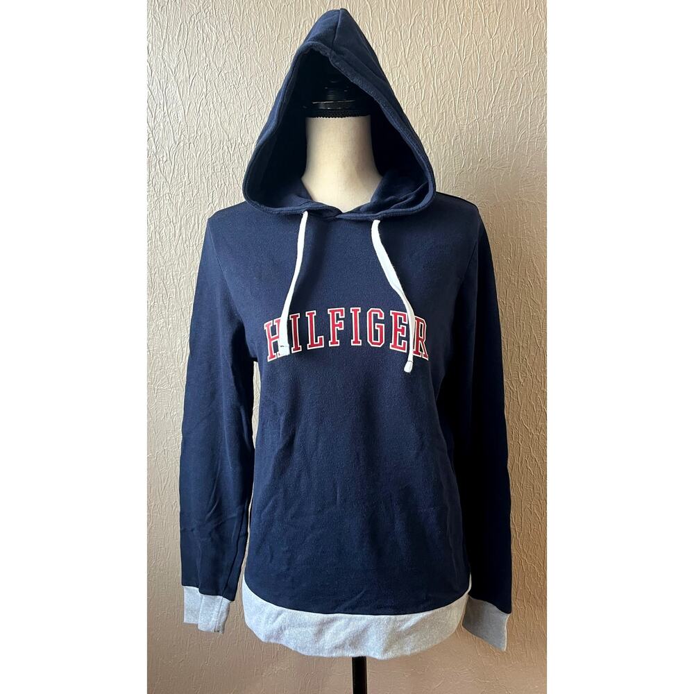 Tommy Hilfiger Top Pajama Hoodie Blue Small Women Sweatshirt Long Sleeve Cotton